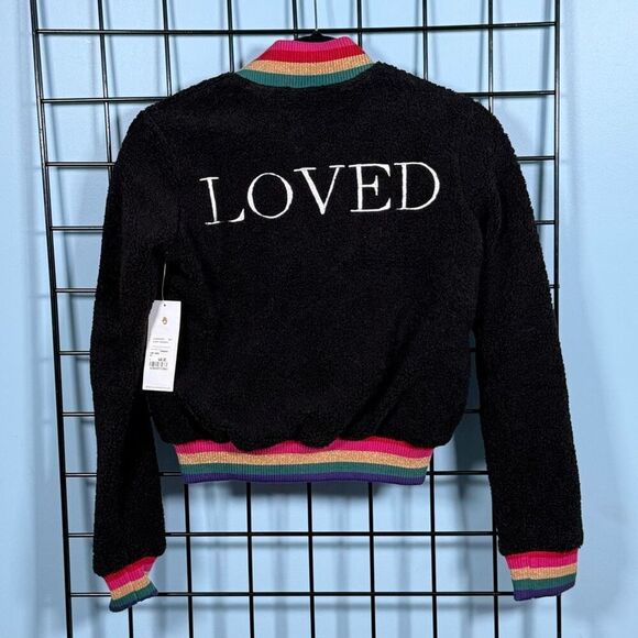 Spiritual Gangster‎ Girls LOVED Furry Bomber Jacket Girls M (12) Black NWT